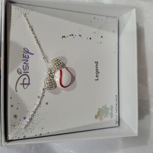 Disney’s Mickey Mouse Legend Pave Mickey ears baseball charm 16" silver necklace